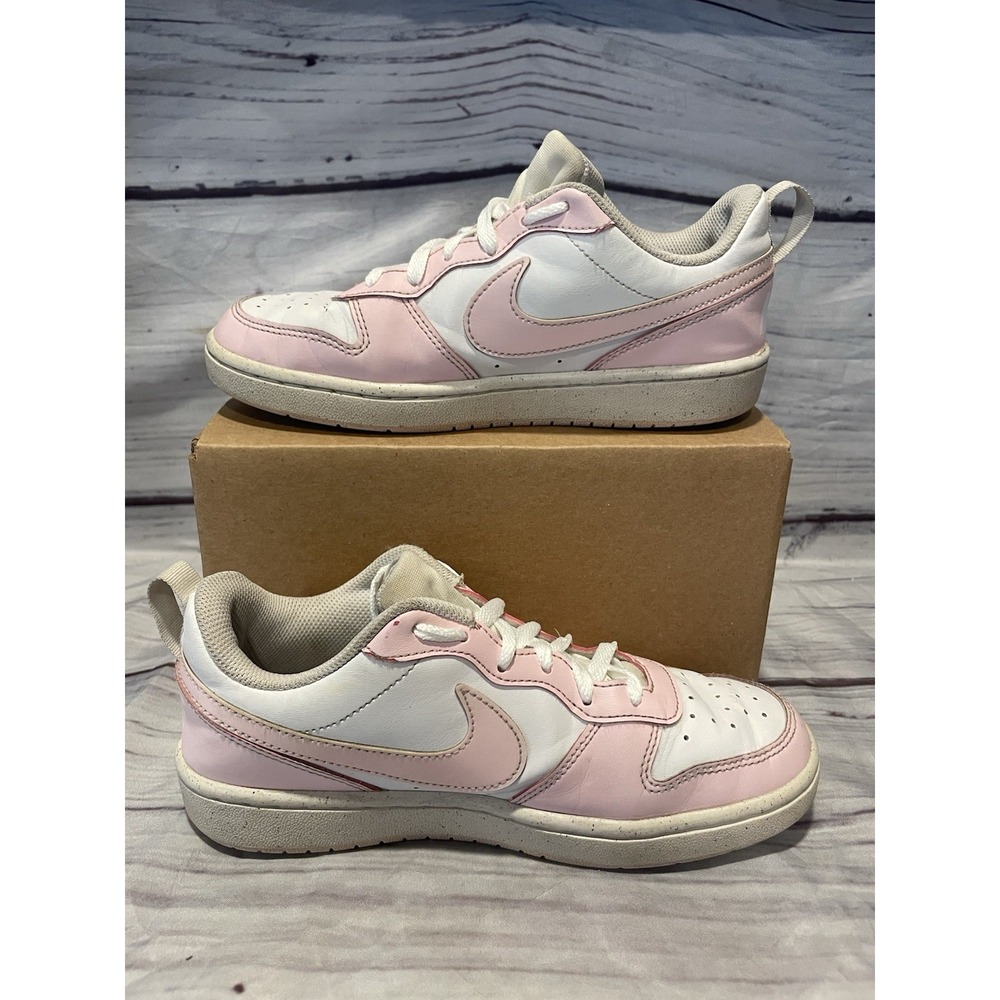B+ Nike Court Borough Low Recraft White Pink Foam Kids Shoes DV5456-105 5Y